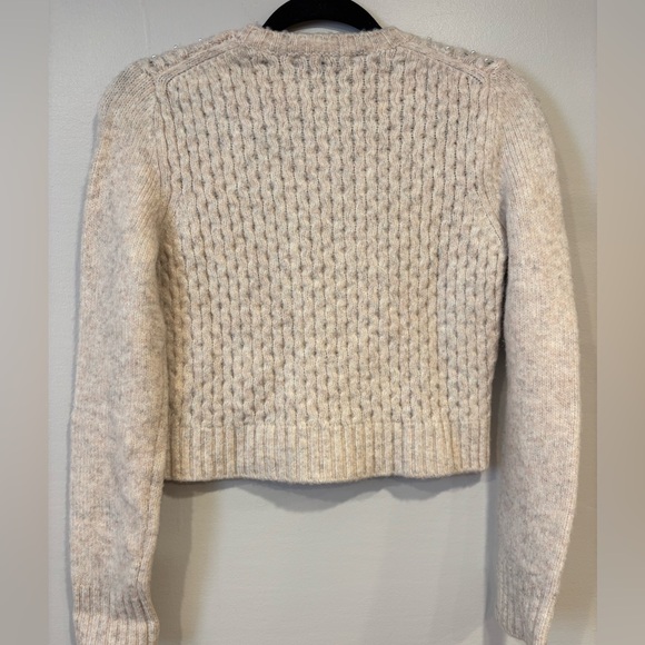 Zara Pearl Embellished Wool Blend Sweater Size Small - Picture 4 of 4